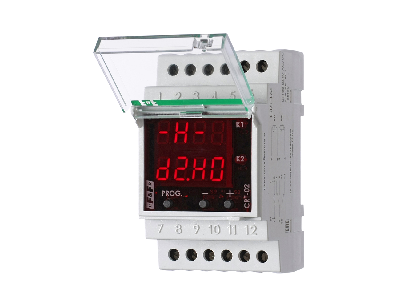Терморегулятор ДЕВИ CRT-02 (-50°C-+140°C) на шину DIN, с датчиком RT823 на проводе, 2х16А, арт. 140F1075R