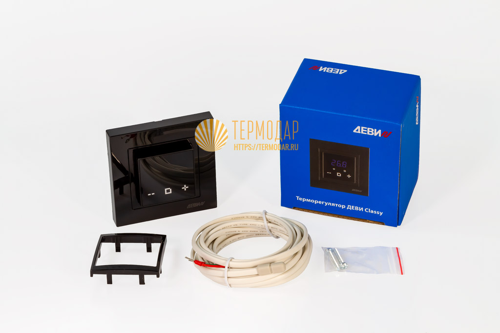 Терморегулятор теплого пола ДЕВИ Classy Wi-Fi чёрный. арт. 140F1069R